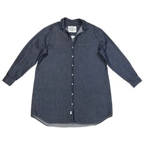 Frank & Eileen Mary Shirtdress Size XL Dark Denim Blue Cotton Pocket Knee Length